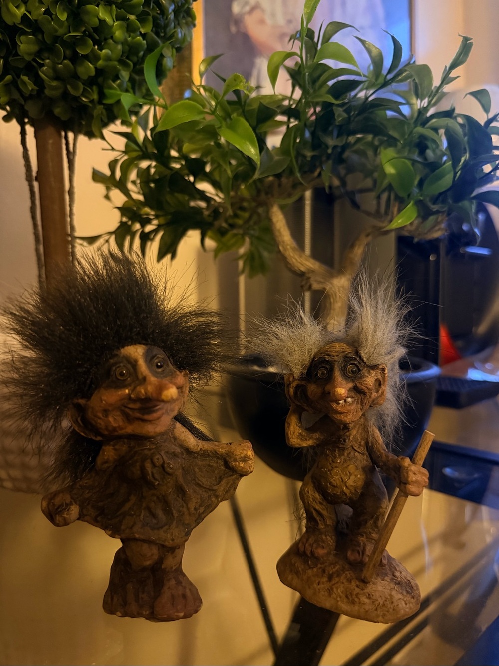NyForm Troll Old Grandfather and dancing girl troll figurine hand made vintage